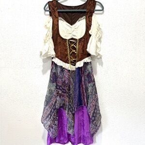Party City Asymmetrical gypsy  Brown, White, Purple dress M‎